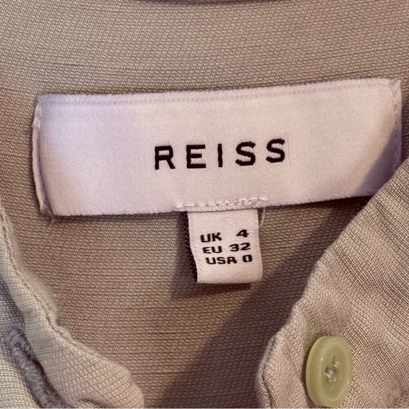 Reiss mint green linen viscose blend romper pockets NO belt SZ 0 button up - Picture 4 of 9